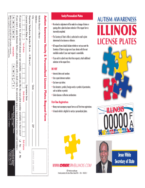 Autism Awareness Vanity License Plate Request Form