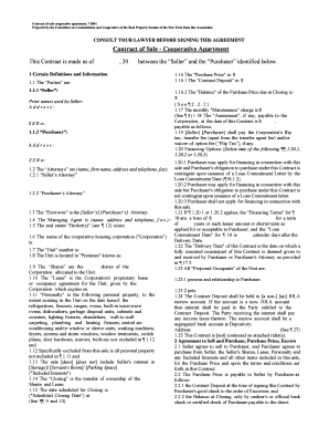 New York Cooperative Apartment Sale Contract