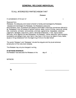 General Release Individual Agreement