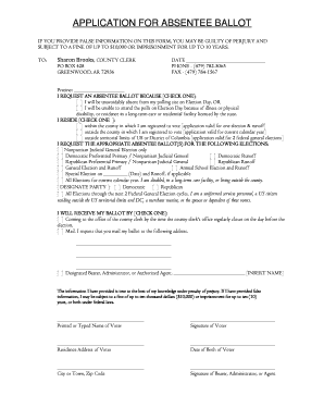Arkansas Absentee Ballot Application