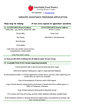 Grocery Assistance Program Application