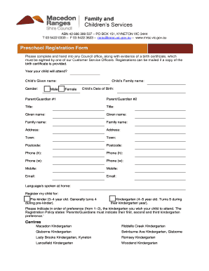 Preschool Registration Form