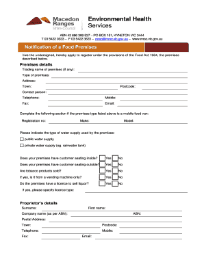 Food Premises Notification Form