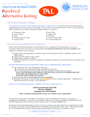 American Kennel Club Purebred Alternative Listing Application