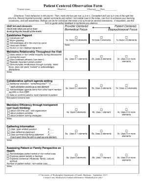 Patient Centered Observation Form