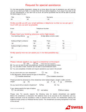 Special Assistance Request Form