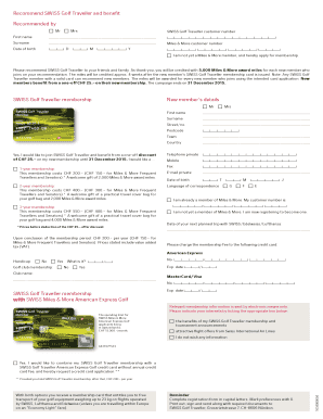 SWISS Golf Traveller Membership Application