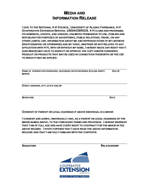 4-H Media and Information Release Form