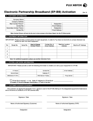 Electronic Partnership Broadband Activation Form