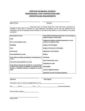 New Mexico Professional Staff Certification Form