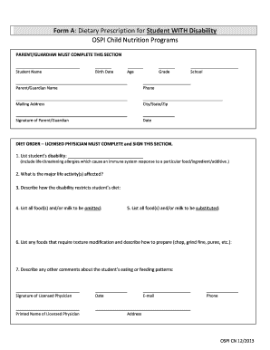 Dietary Prescription for Student