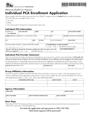 Minnesota PCA Enrollment Application