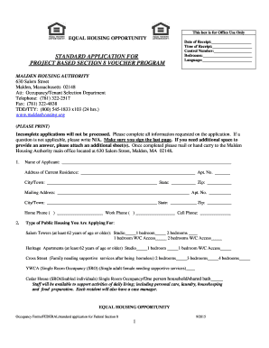 Standard Application for Project Based Section 8 Voucher Program