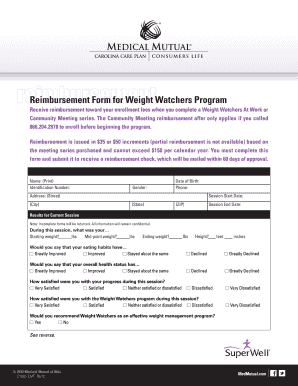 Weight Watchers Reimbursement Form