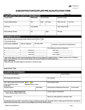 Subcontractor Pre-Qualification Form