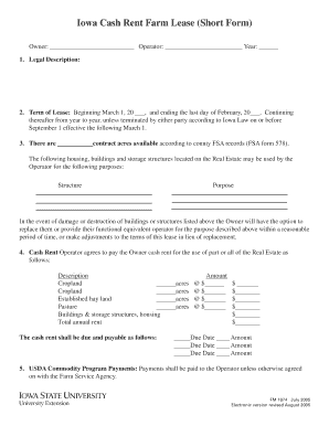 Iowa Cash Rent Farm Lease