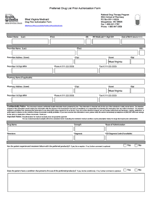 West Virginia Medicaid Drug Prior Authorization Form