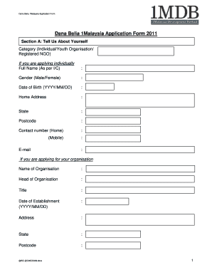Dana Belia 1Malaysia Application Form