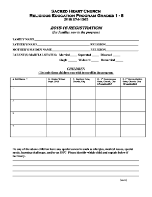Sacred Heart Church Religious Education Program Grades 1 - 8