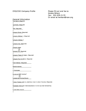 CEO/COO Company Profile Form
