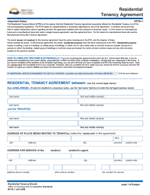 British Columbia Residential Tenancy Agreement