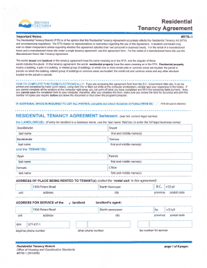 British Columbia Residential Tenancy Agreement