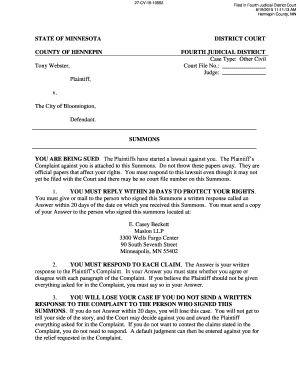Minnesota Civil Summons