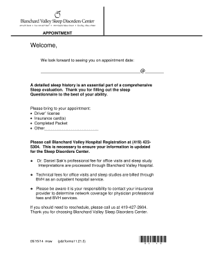 Sleep Disorders Center Appointment Form