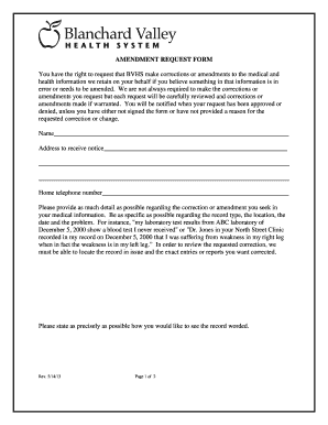 Amendment Request Form
