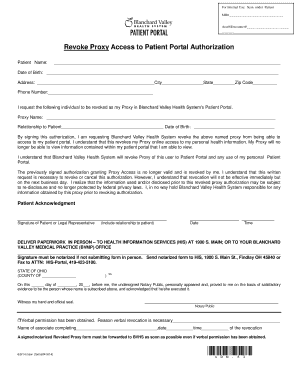 Revoke Proxy Access to Patient Portal Authorization
