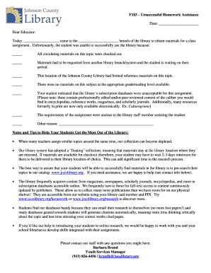 Unsuccessful Homework Assistance Form
