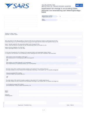 VAT 117 Application for Change in Accounting Basis