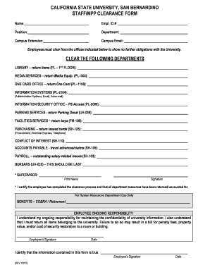 California State University Staff Clearance Form