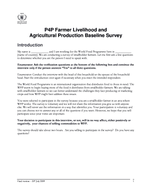 P4P Farmer Livelihood and Agricultural Production Baseline Survey
