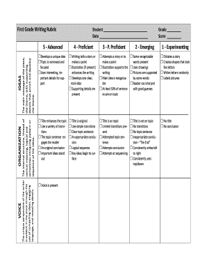 First Grade Writing Rubric