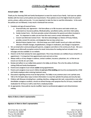 Child and Family Development Annual Update Form