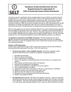IRS Requirements for Appraisals of Gifts of Land and Conservation Easements