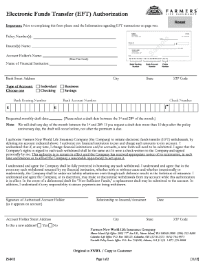 Electronic Funds Transfer Authorization Form