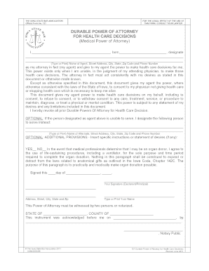 Durable Power of Attorney for Health Care Decisions