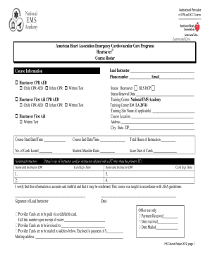 Heartsaver Course Roster
