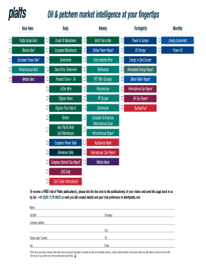 Platts Oil & Petchem Market Intelligence Subscription Form