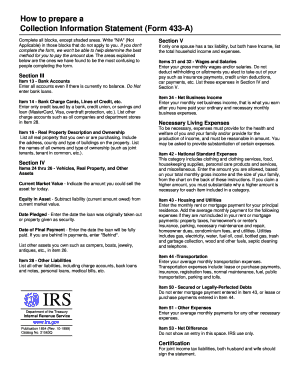 Collection Information Statement Form 433-A