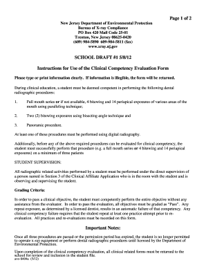 Dental Radiography Clinical Competency Evaluation Form