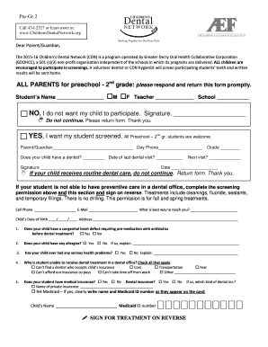 Children's Dental Network Permission Form