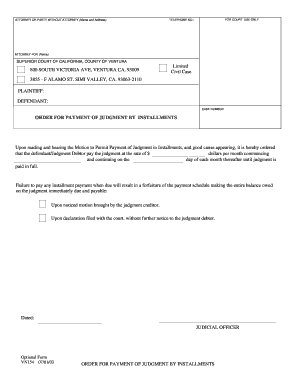 Order for Payment of Judgment by Installments