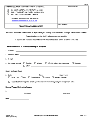 Request for Interpreter Form
