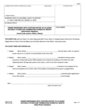 Order Dispensing With Further Notice To Alleged Natural Father And Terminating Parental Rights