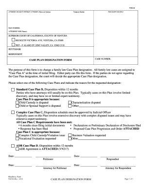California Case Plan Designation Form
