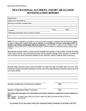 Injury and Illness Investigation Report