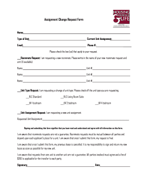 Assignment Change Request Form